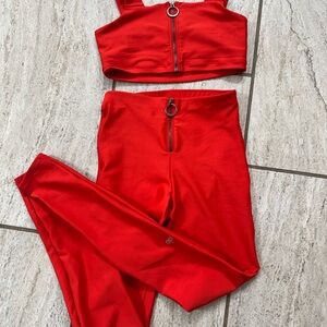 ALO Yoga Red matching set, bra and leggings